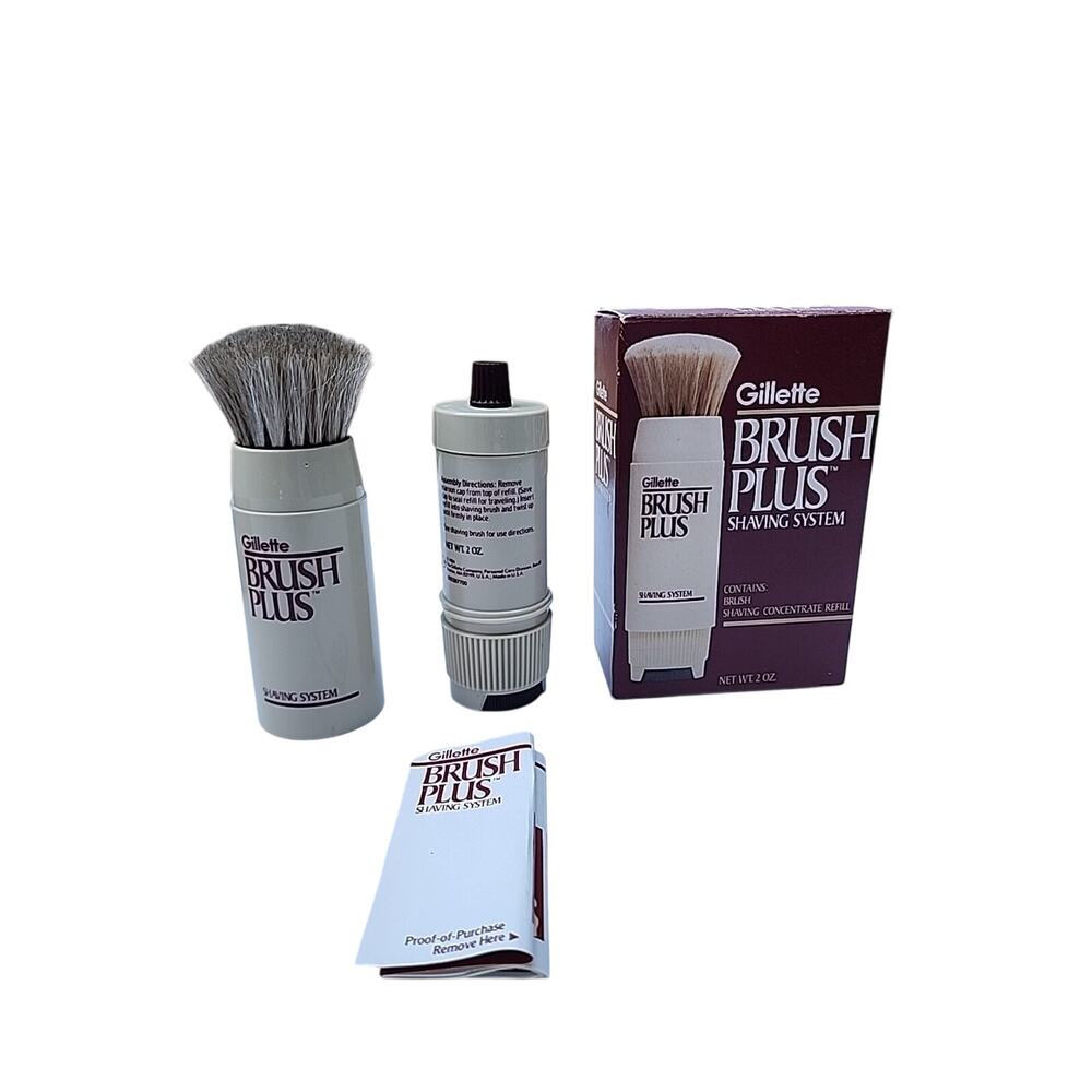 Gillette Brush Plus Shaving System Kit Vintage 1984